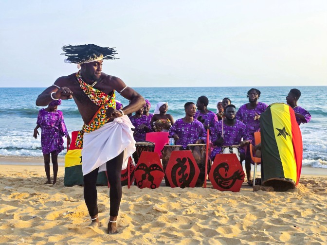 Local dance on the beach of Elmina, Ghana 2025