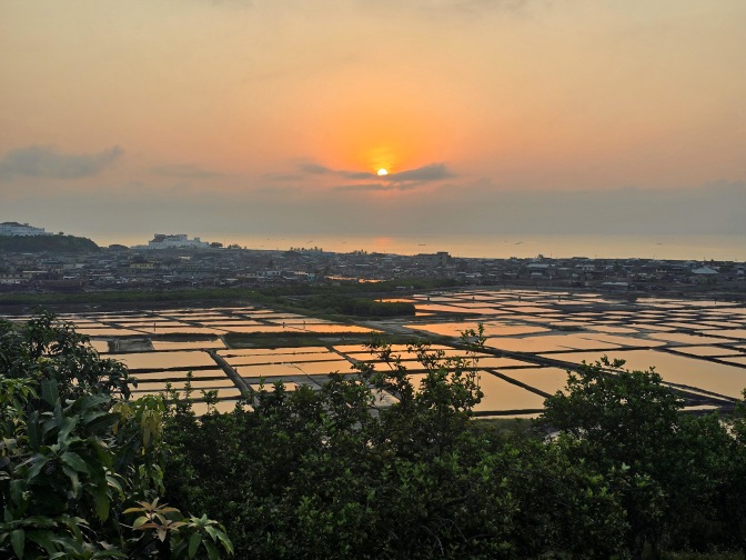 Sunrise over the salt pools viewed from Golden Hill Parker Hotel at Elmina, Ghana 2026