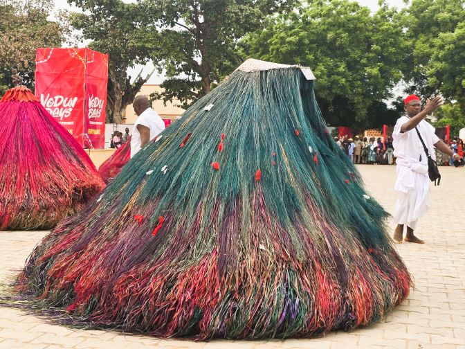 Zangbeto, traditional Vodun guardians of the night, dancing at the Ouidah Festival, Benin 2026