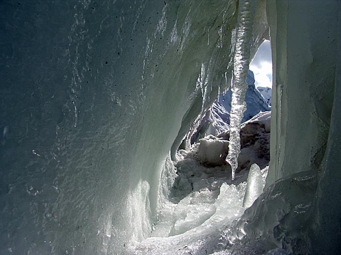 An icicle inside an ice cave in Paradise Bay, 2004