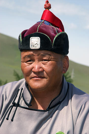 A wrestler in traditional Mongolian dress, Tsetserleg 2010