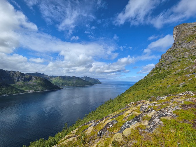 Segla peak (right), plunging vertically into Mefjorden, 2026