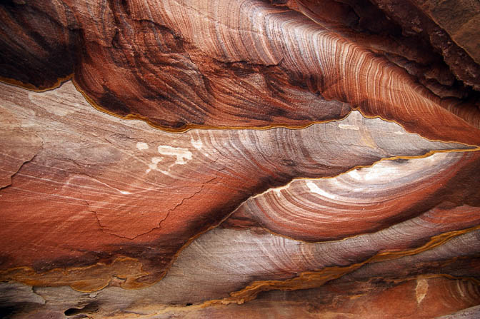 Extraordinary colors of finely layered sandstone in Wadi Rueiba, 2010